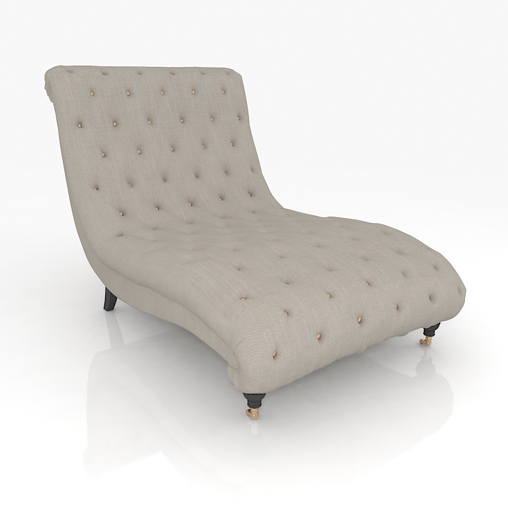 tufted silver chaise sofa 3D Model Preview #0b8cf3a2