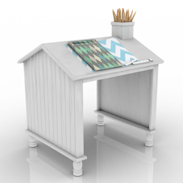 catalina house desk pottery barn table 3D Model Preview #4663b4c0