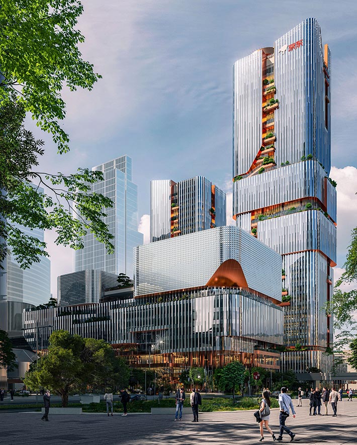 Scenic City Towers by Büro Ole Scheeren, Shenzhen, China