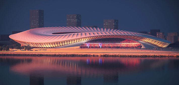 Greater Bay Area Sports Centre by ZHA, Nansha, China