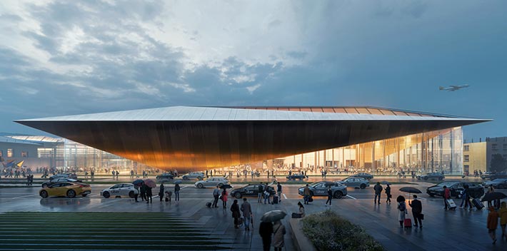 New arrivals terminal By ZHA, Vilnius Airport, Lithuania