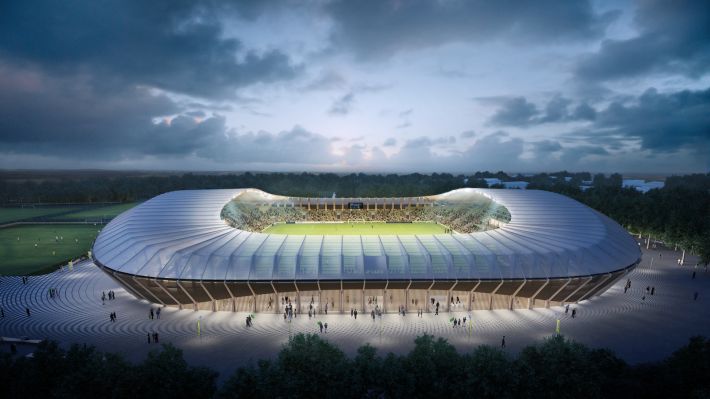 Eco Park Stadium by Zaha Hadid Architects, Stroud, UK