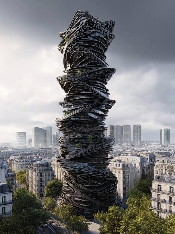 Black DNA skyscraper, Paris, France