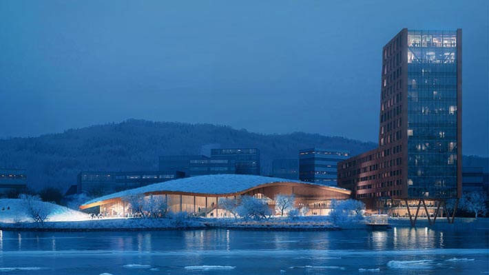 Skamarken riverside park by Snøhetta, Drammen, Norway