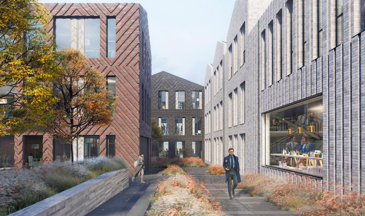 A small office building with a complex brick laying. — Rostislav — Moscow, Russia