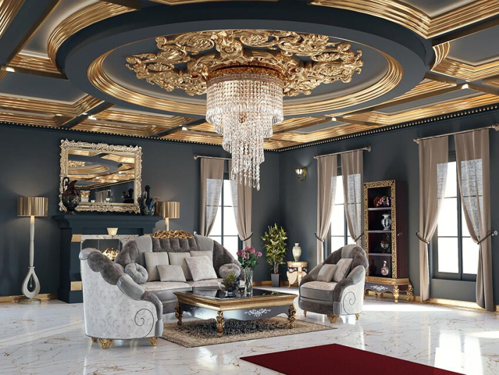 Combination of Gold and Black in a Luxury Interior Space — Outsourceplan — Kuala Lumpur, Malaysia