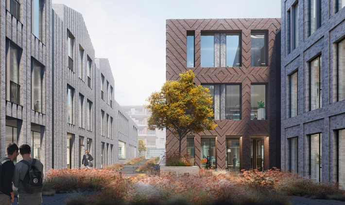 A small office building with a complex brick laying. — Rostislav — Moscow, Russia